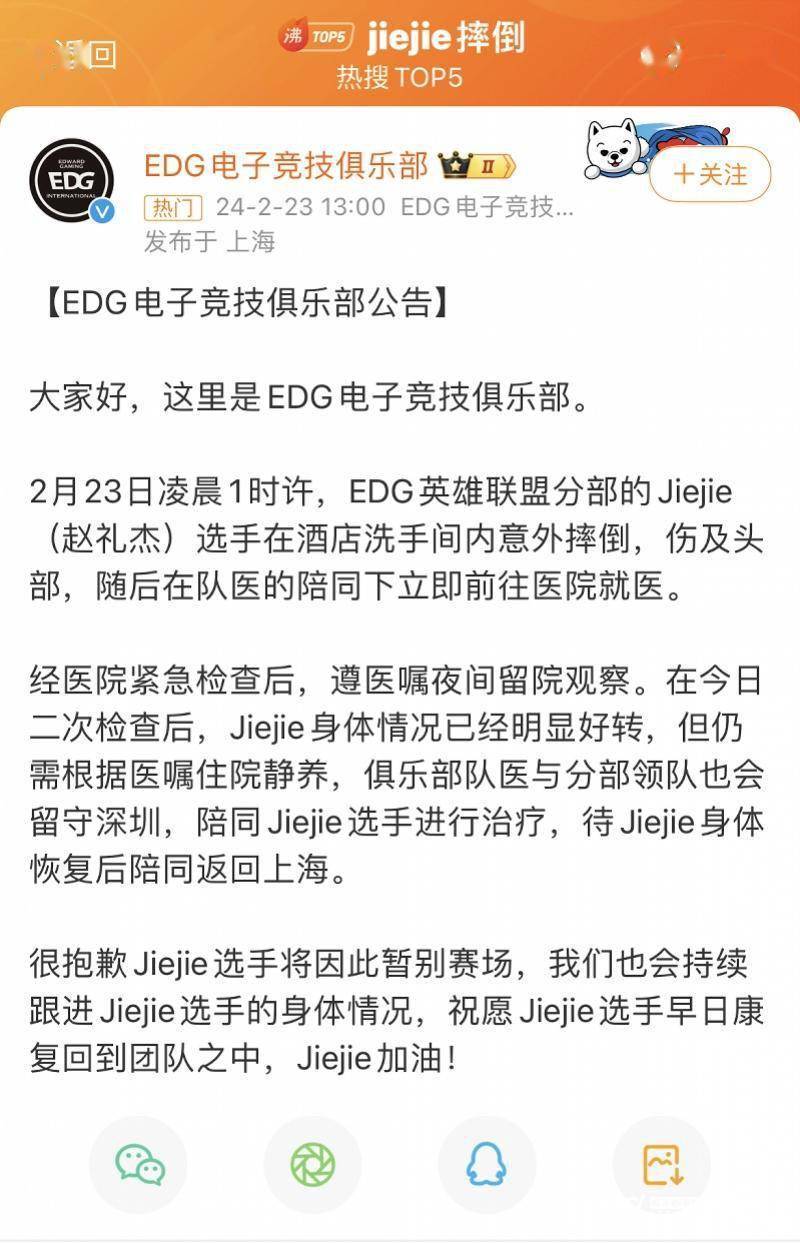 《英雄联盟》打野选手摔伤头部暂别赛场，EDG会否雪上加霜